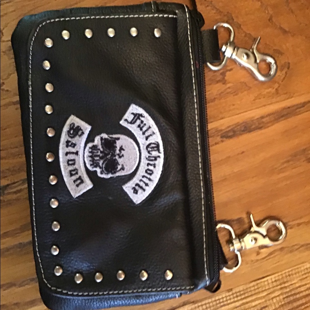 Leather hip clip purse full throttle black mint